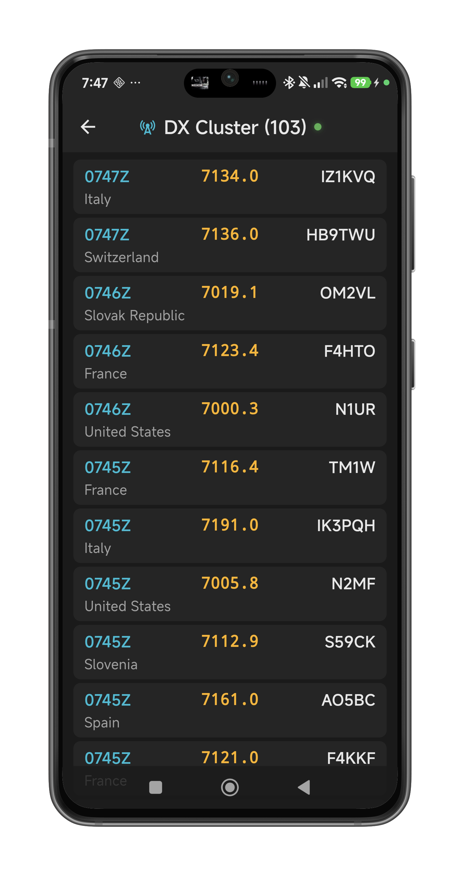 HamMixer Mobile - DX Cluster